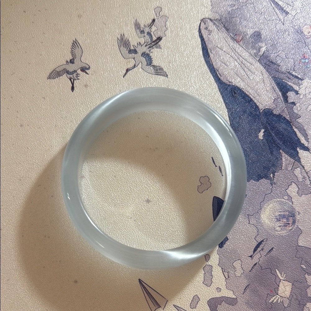 60mm/2.36inch Light Blue Cat Eye Glass Bangle Bracelet